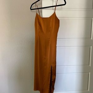 Abercrombie & Fitch side slit slip dress in copper, size small petite
